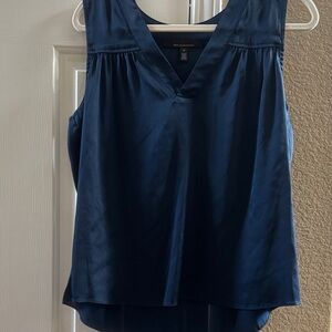 White House Black Market Navy V-Neck Blouse